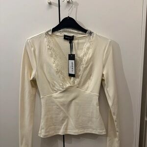 Elegant Cream Lace Trim Top